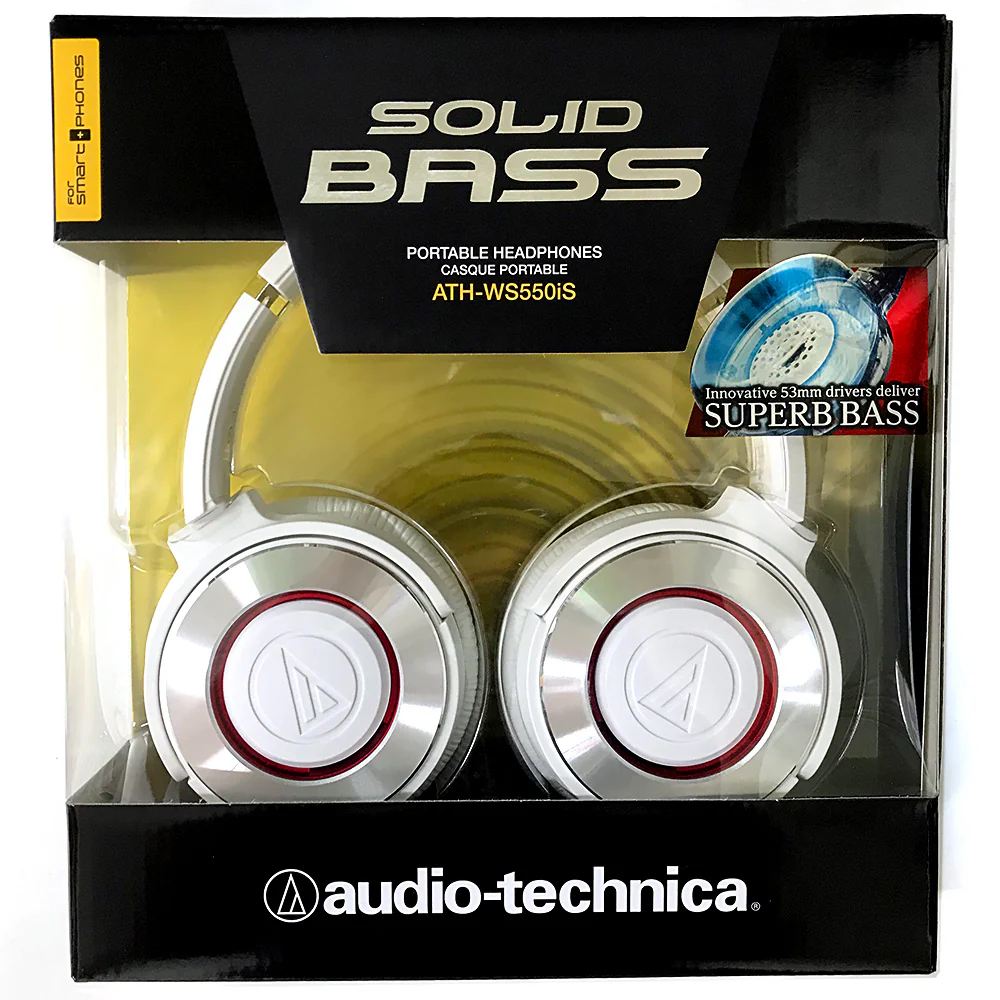 Audio-Technica ATH-WS550iS White Solid Bass with In-Line volume Controls - Image 4