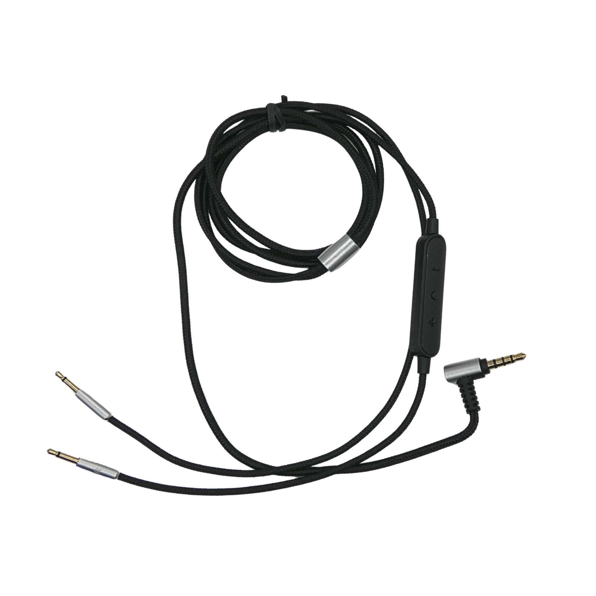 Strauss & Wagner Landen Dual 2.5mm to L-Shape 3.5mm Nylon Braided Headphone Cable With Microphone for Sennheiser HD202/HD212, HIFIMAN HE400I/HE-400S/HE-350, Sivga Oriole/SV021